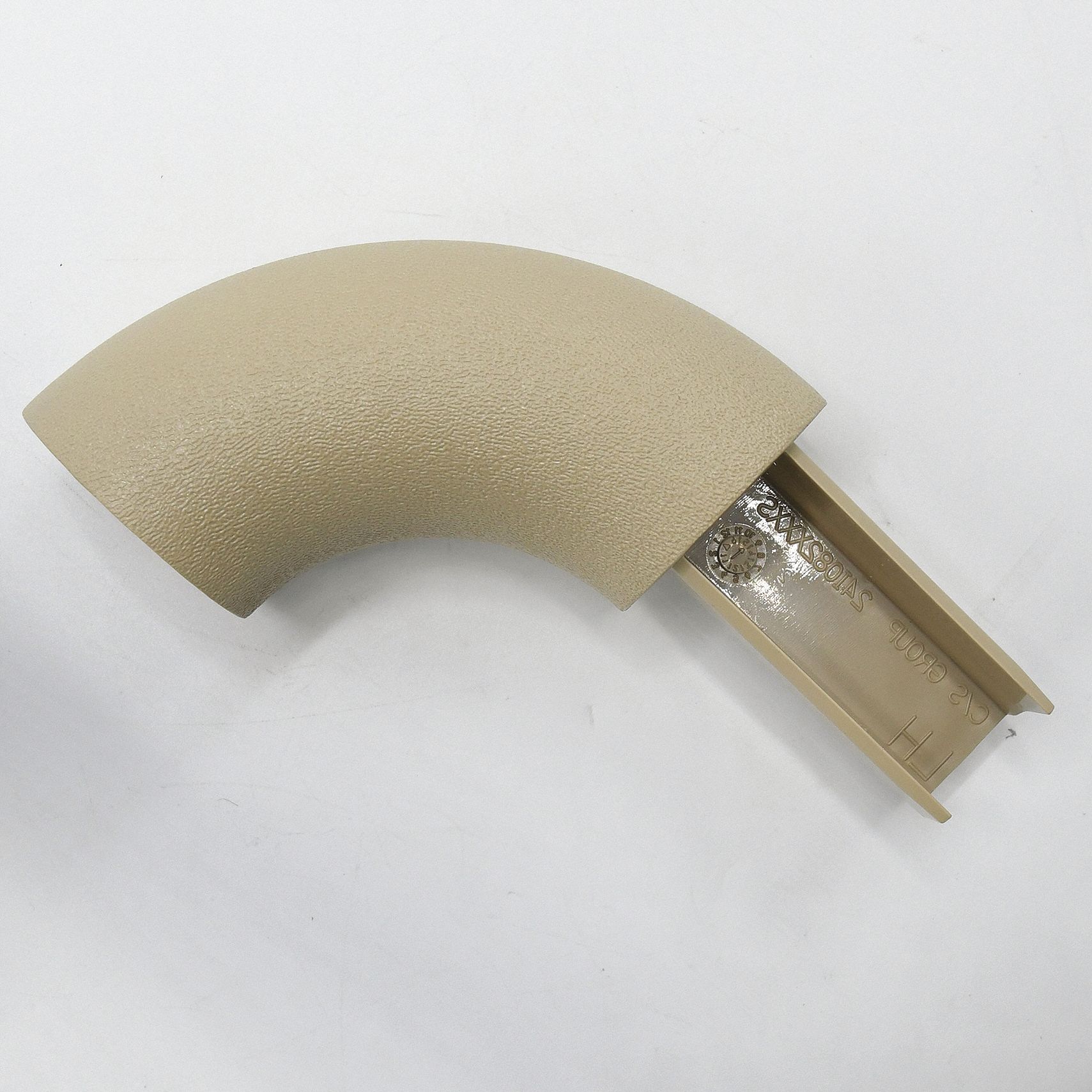 Handrail Return: Left-Hand Return, PETG, Beige, Round, 1 1/2 Inch, 1 1/2 in Mounted Ht
