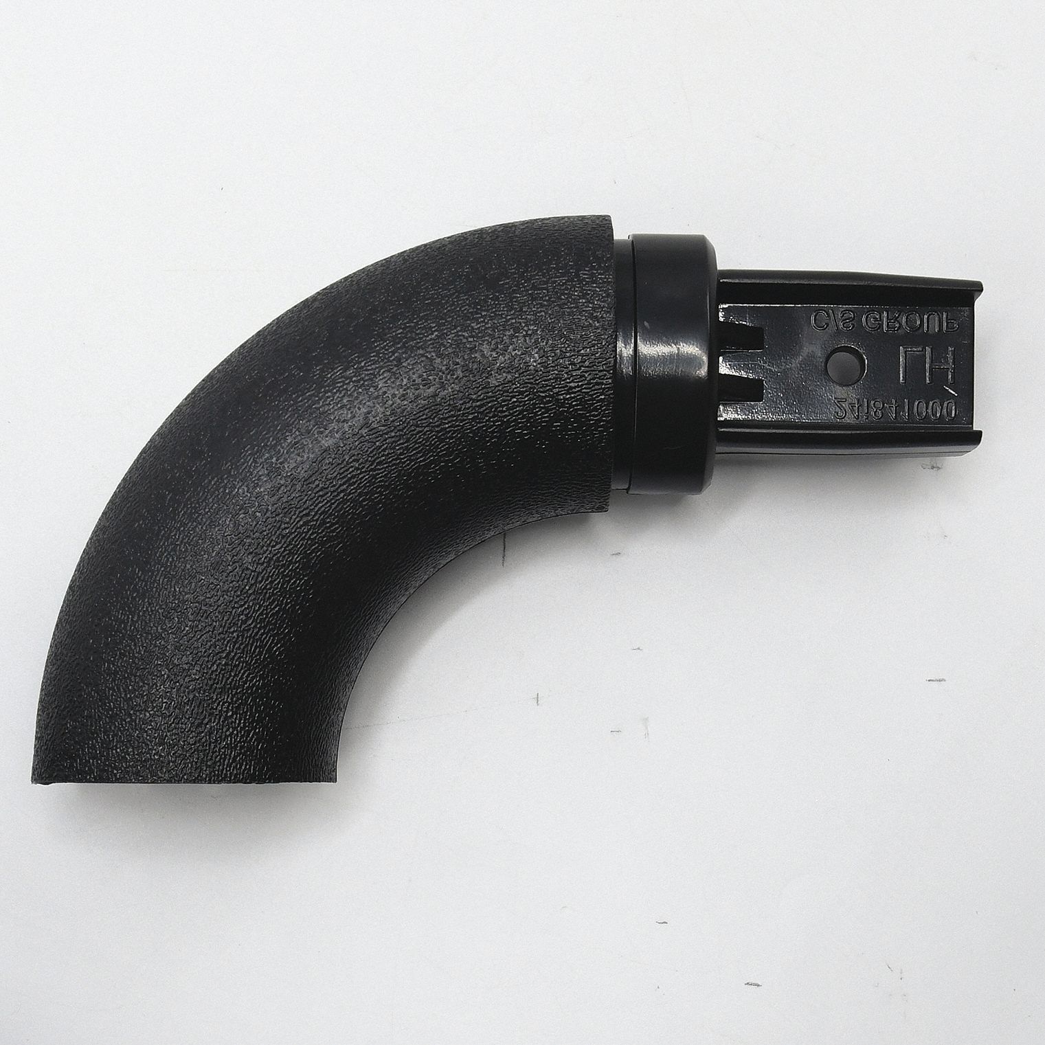 Handrail Return: Left-Hand Return, PETG, Black, Oval, 1 1/2 Inch, 1 1/2 in Mounted Ht