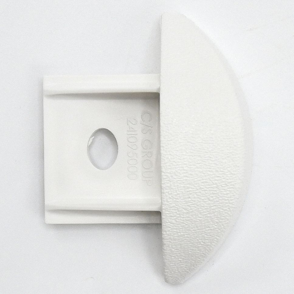 End Cap: FR-225, PETG, White, 2 1/4 in Overall Ht, 3/4 in Overall Lg