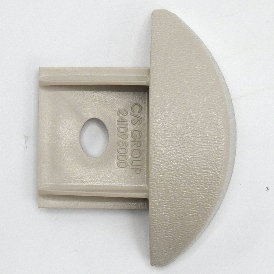 End Cap: FR-225, PETG, Oyster Gray, 2 1/4 in Overall Ht, 3/4 in Overall Lg