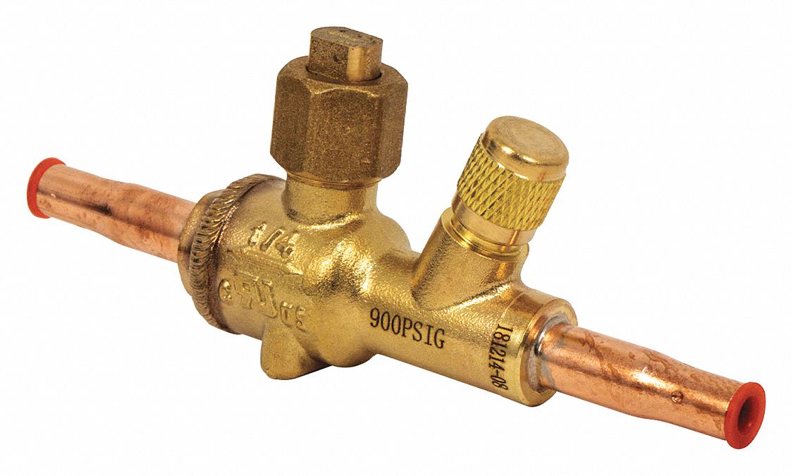 Refrigeration Ball Valve: 1/4 in ODF Connection Size, 4 15/16 in Lg, 900 psi Max. Working Pressure