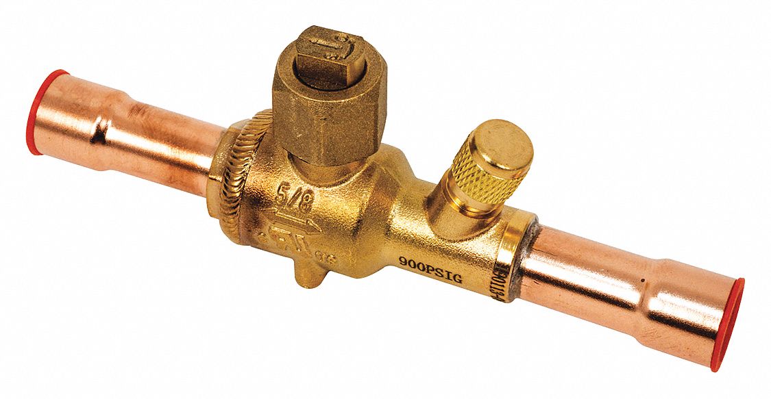 Refrigerant Ball Valve: 5/8 in Female Sweat, -40°F to 302°F, 900 psi, 0.6 in Port Size