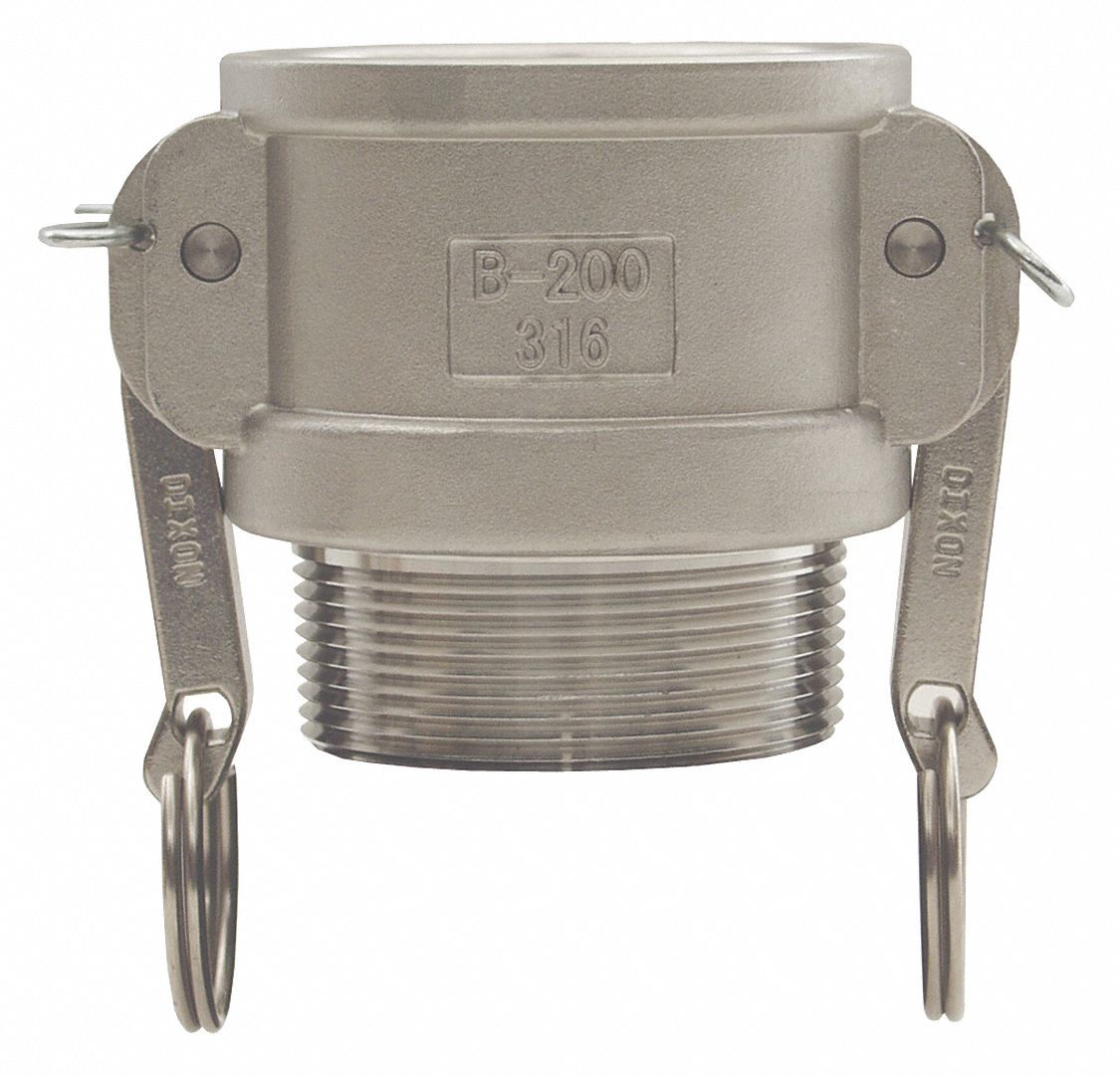 Cam and Groove Coupling: 1 1/4 in Coupling Size, 1-1/4 in -11-1/2 Thread Size, 3 1/16 in Overall Lg