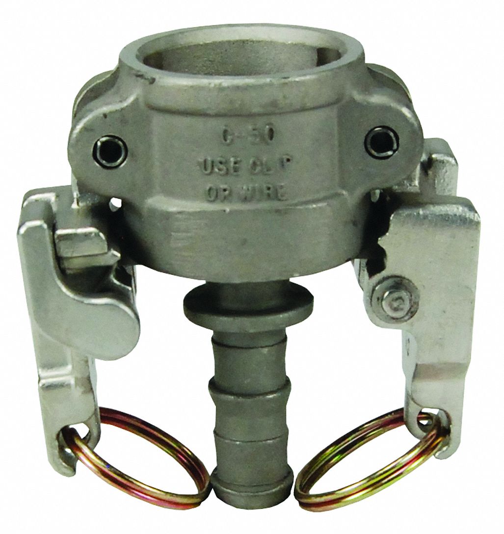 Cam and Groove Coupling: 1/2 in Coupling Size, 150 psi Max. Working Pressure @ 70 F, Male Hose Shank