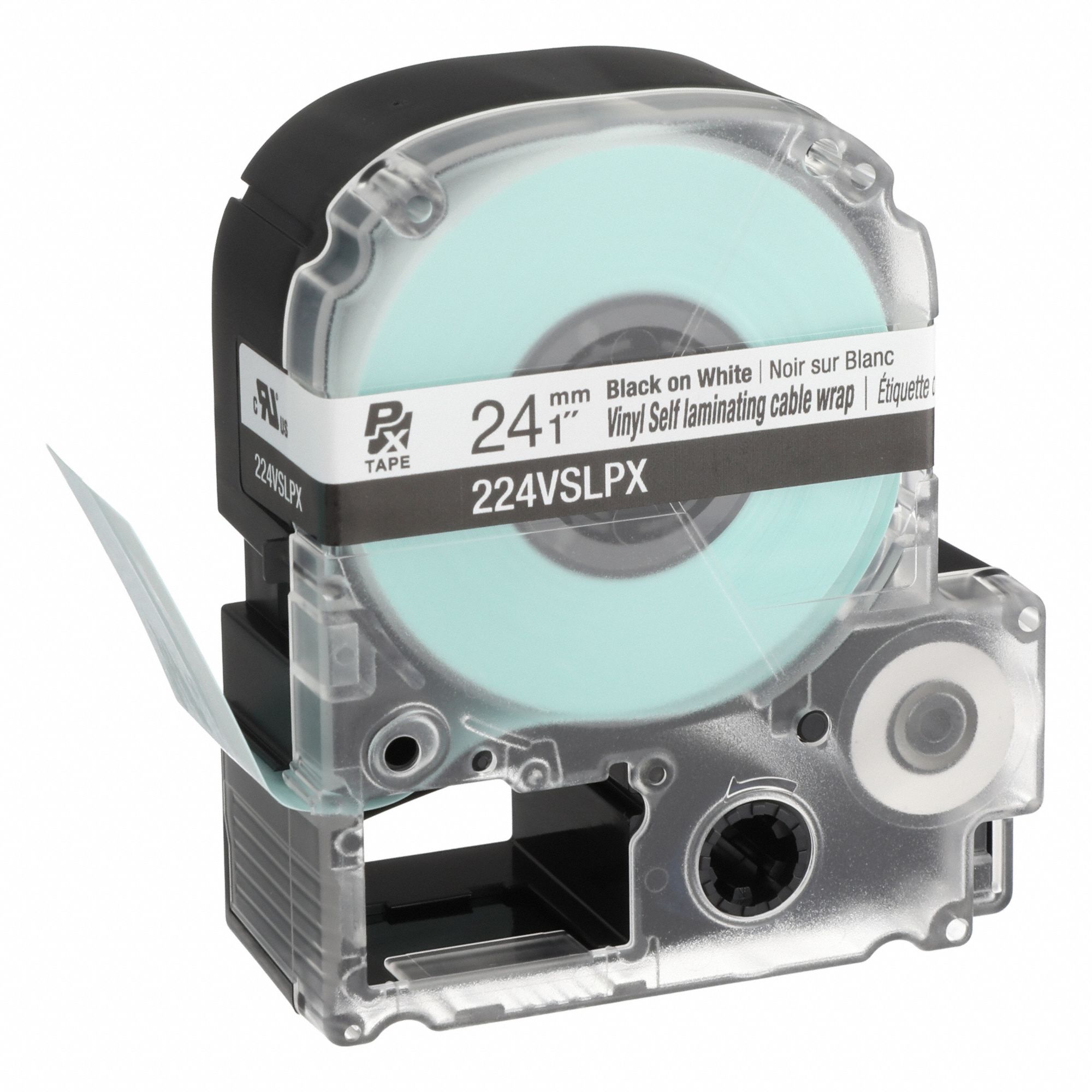 Wraparound Label: 1 in x 1 in, 1 in x 26 1/4 ft, Vinyl, White (Gloss)