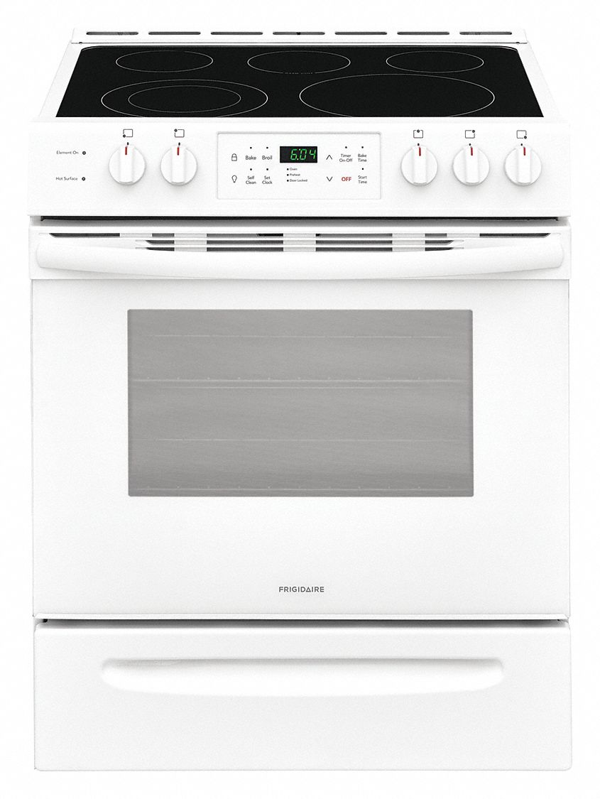 FRIGIDAIRE Oven Range White, Electric, 5 Burners, ADA Compliant, Self