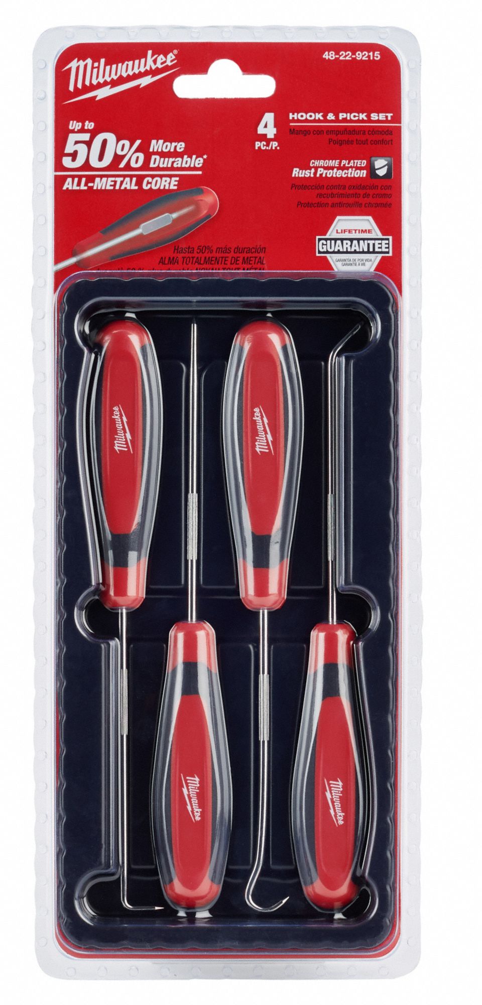 MILWAUKEE Pick and Hook Set, 4 pcs., 819/64" L 55MN3048229215