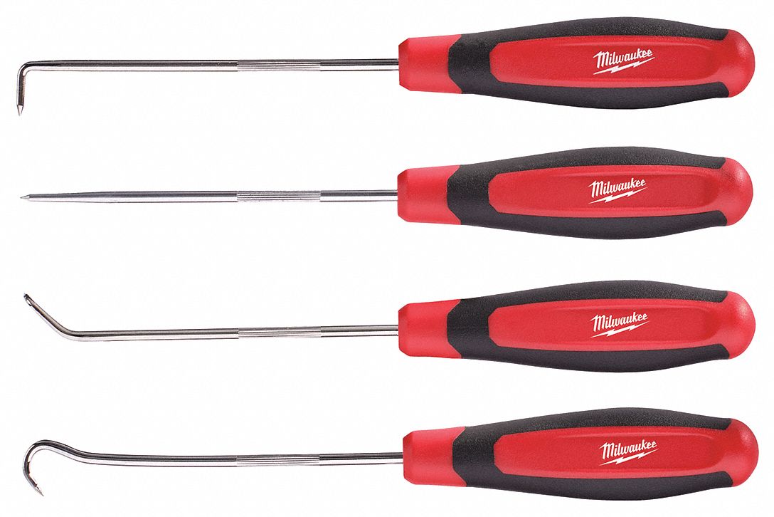 MILWAUKEE Pick and Hook Set, 4 pcs., 819/64" L 55MN3048229215