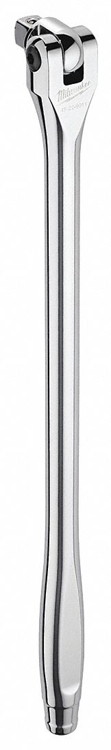 Breaker Bar: 1/2 in Drive, 15 1/4 in Lg, Knurled Grip, Alloy Steel, Chrome