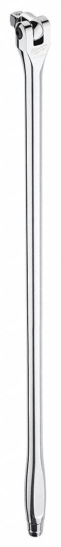 Breaker Bar: 1/2 in Drive, 24 1/4 in Lg, Knurled Grip, Alloy Steel, Chrome