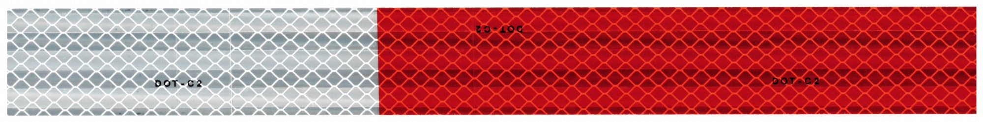 Conspicuity Reflective Tape: Trucks and Trailers, Red/White, 2 in Wd, 50 yd Lg, Acrylic, 100 PK