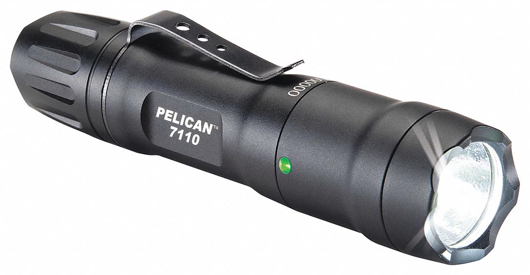 HANDHELD FLASHLIGHT, LED, 230 LUMENS, 112 M BEAM, BLACK, 4.63 IN L/1 IN DIA, ALUMINUM/GLASS