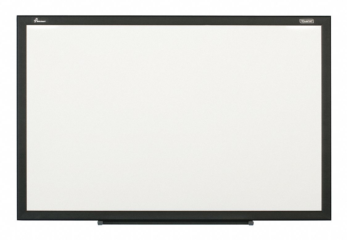 Dry Erase Board: Porcelain, Framed Style, Aluminum Frame, 36 in Overall Ht, White