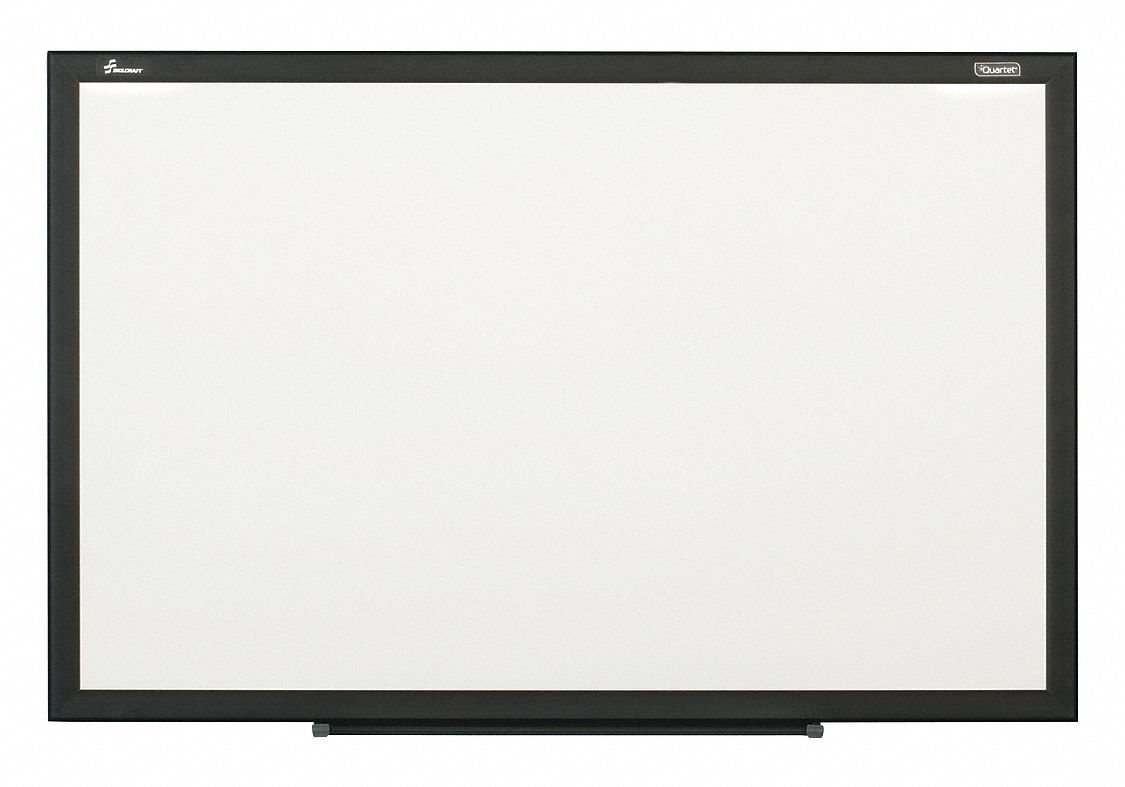 Dry Erase Board: Steel, Framed Style, Aluminum Frame, 36 in Overall Ht, 48 in Overall Wd