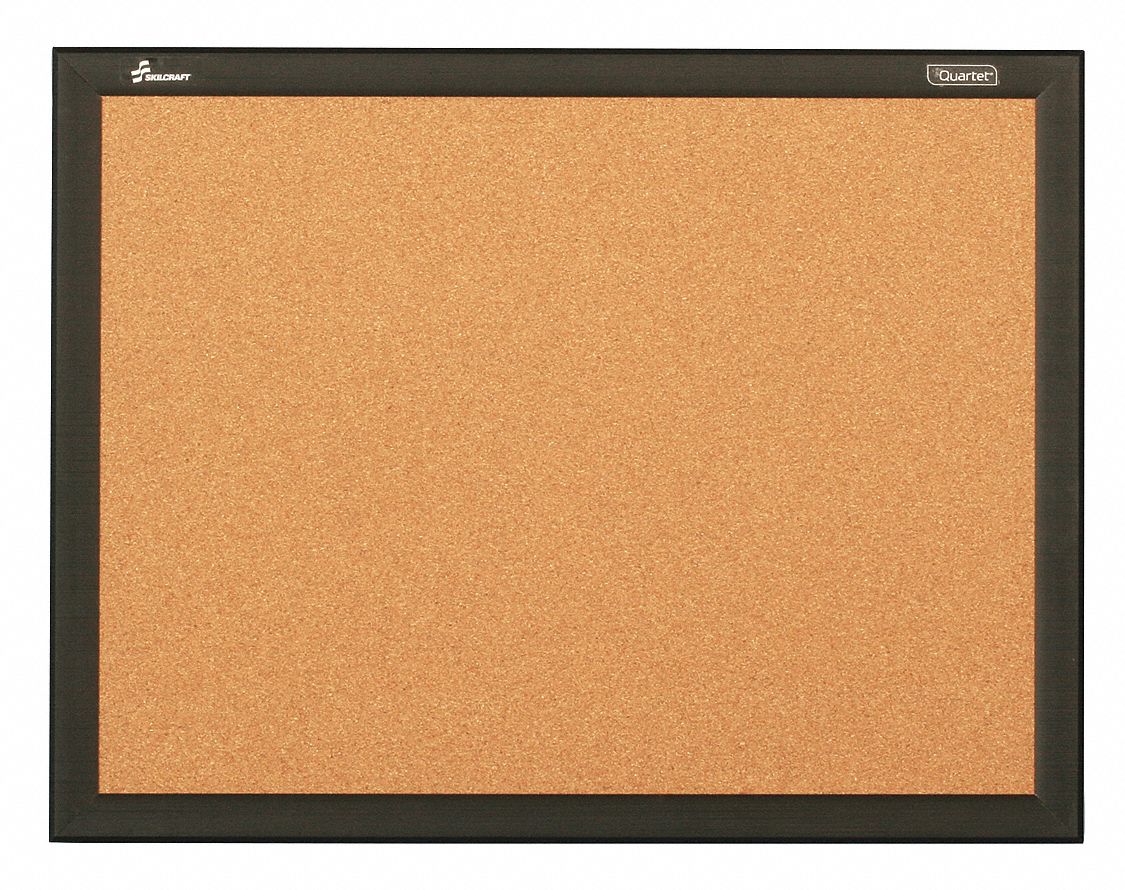 Bulletin Board: Cork, Wall Mounted, 48 in Overall Ht, 36 in Overall Wd, Natural, Black