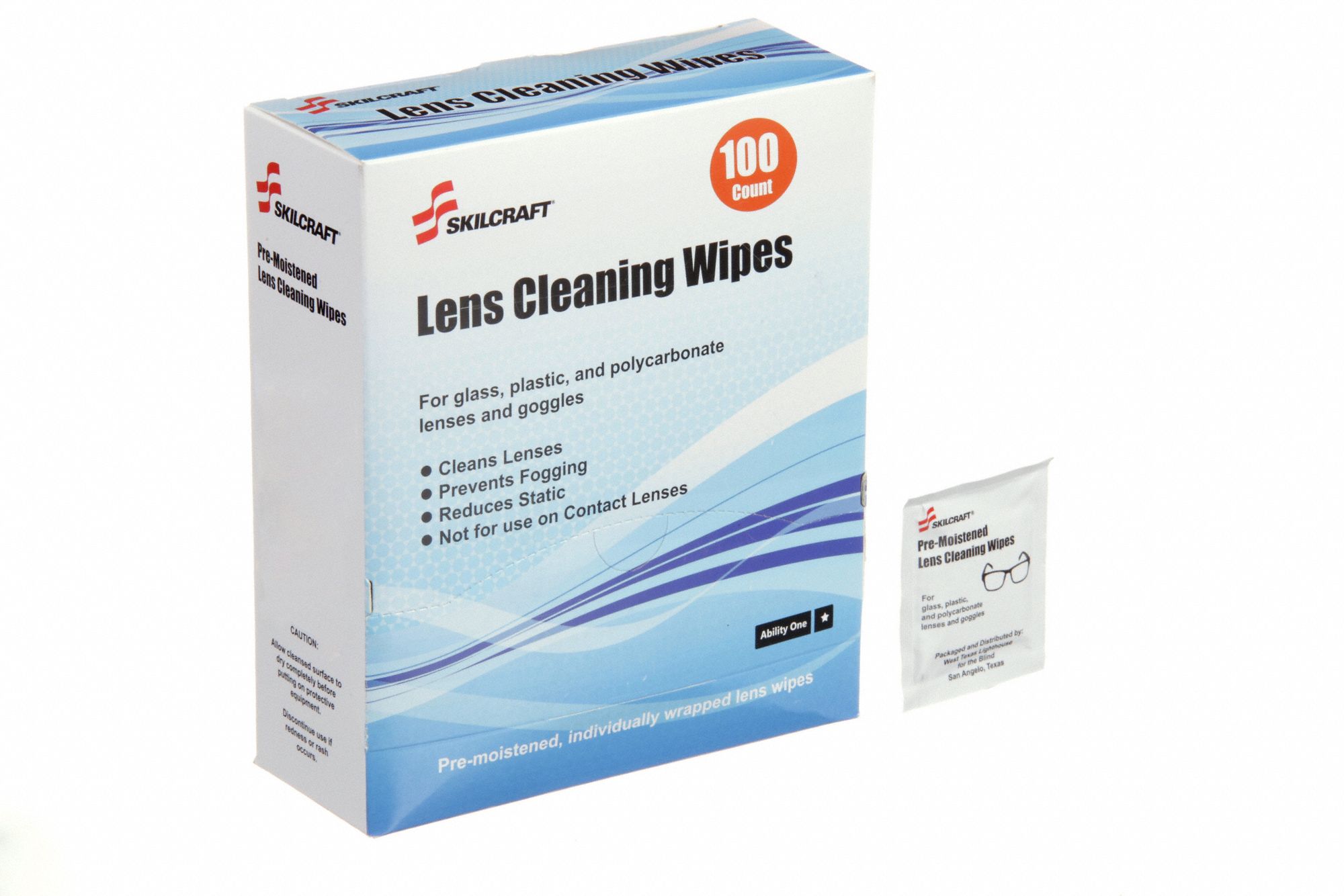 100 Wipe Count, Individually Wrapped, Lens Cleaning Tissue 55MP89