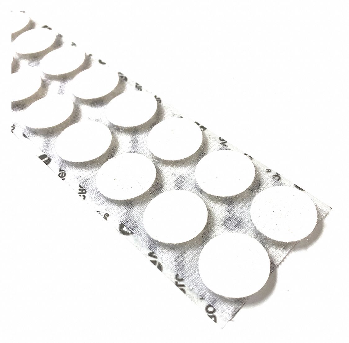 Hook-and-Loop Fastener: Disc, 3/4 in Overall Dia, Hook-and-Loop, White, Adhesive