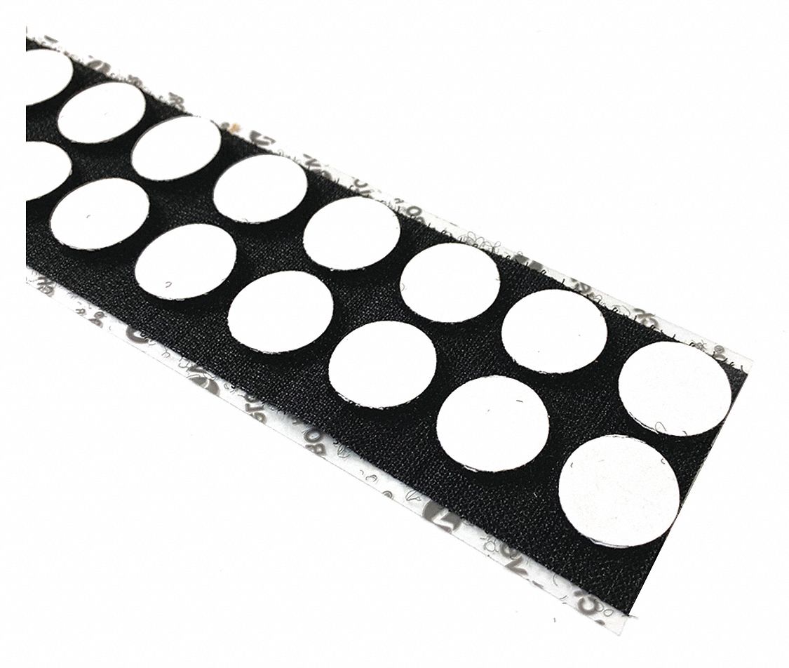 Hook-and-Loop Fastener: Disc, 3/4 in Overall Dia, Hook-and-Loop, Black, Adhesive