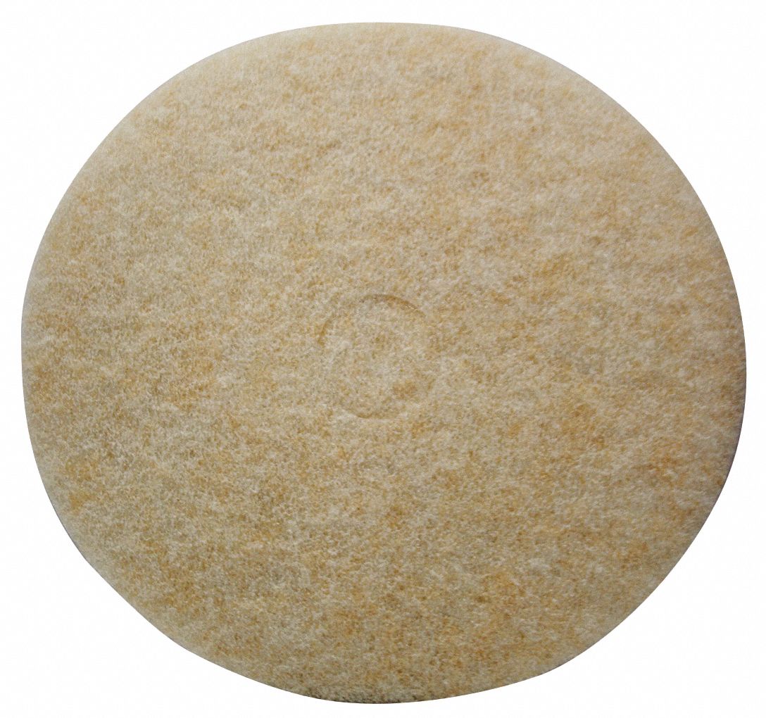 Burnishing Pad: Peach, 21 in Dia, Polyester, 1, 500 RPM Max Speed, Round, 5 PK