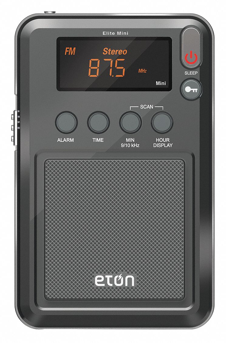 Mini Shortwave Radio: AM/FM/SW, Mineral Gray, LCD, Digital, Key Lock Function, Leather Case