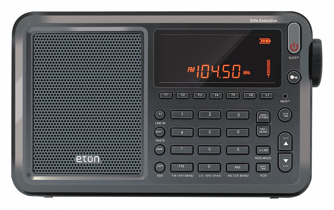 Mini Shortwave Radio: Digital, Mineral Gray, SW1/AM/FM, 4 1/8 in Ht