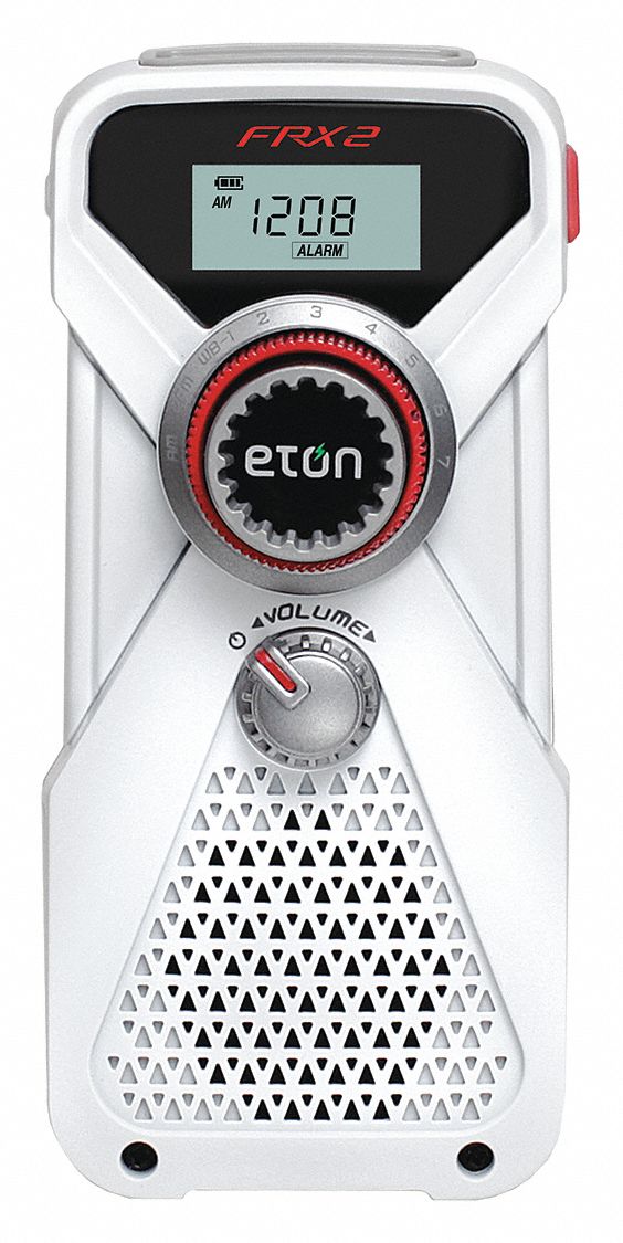 ETON, AM/FM/NOAA, White, Portable Weather Radio 55MR67ARCFRX2WXW