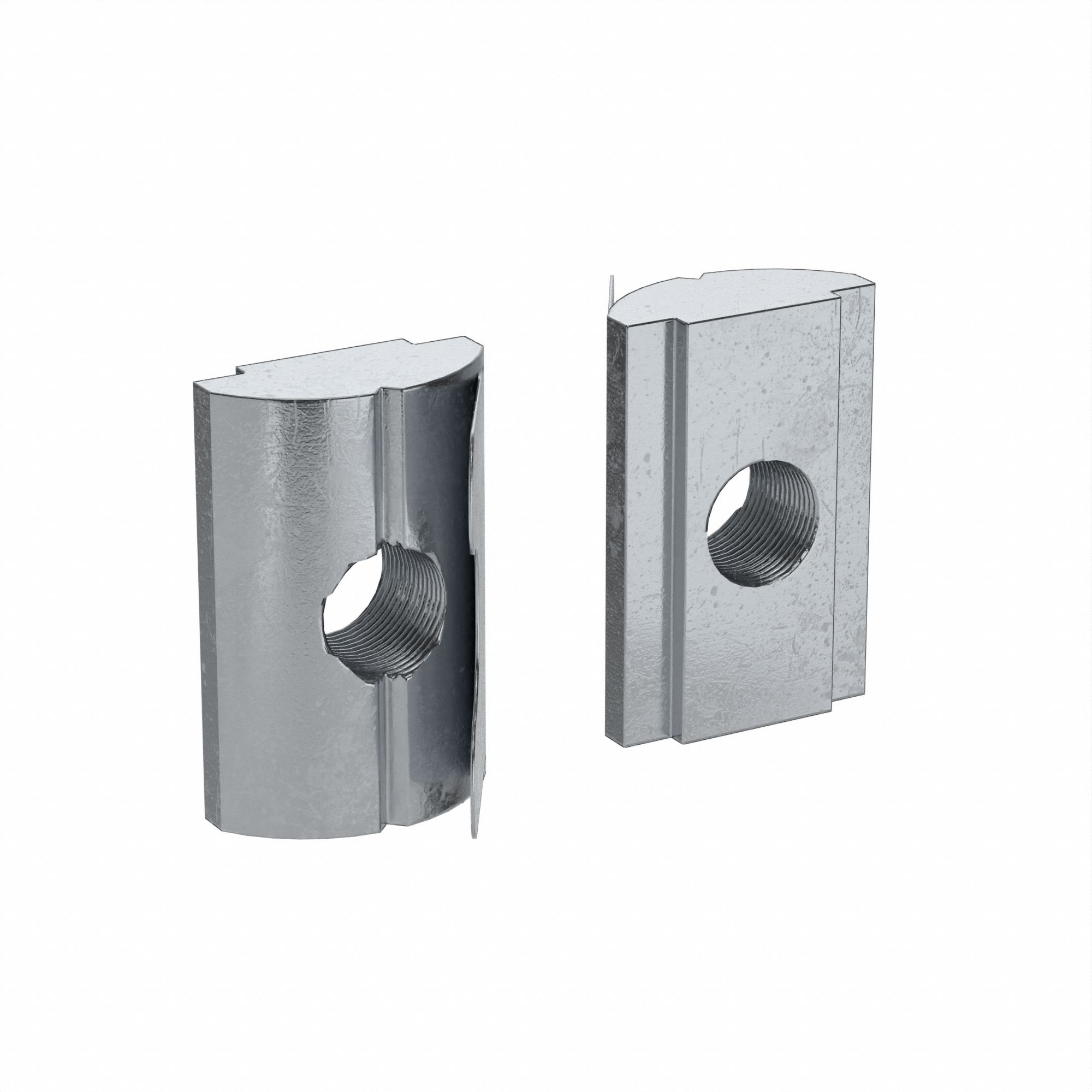 Roll In T-Nut: M6 Size, For 6.5 mm Slot Wd, 10 Series, Single Center, Zinc-Plated, Steel, 4 PK