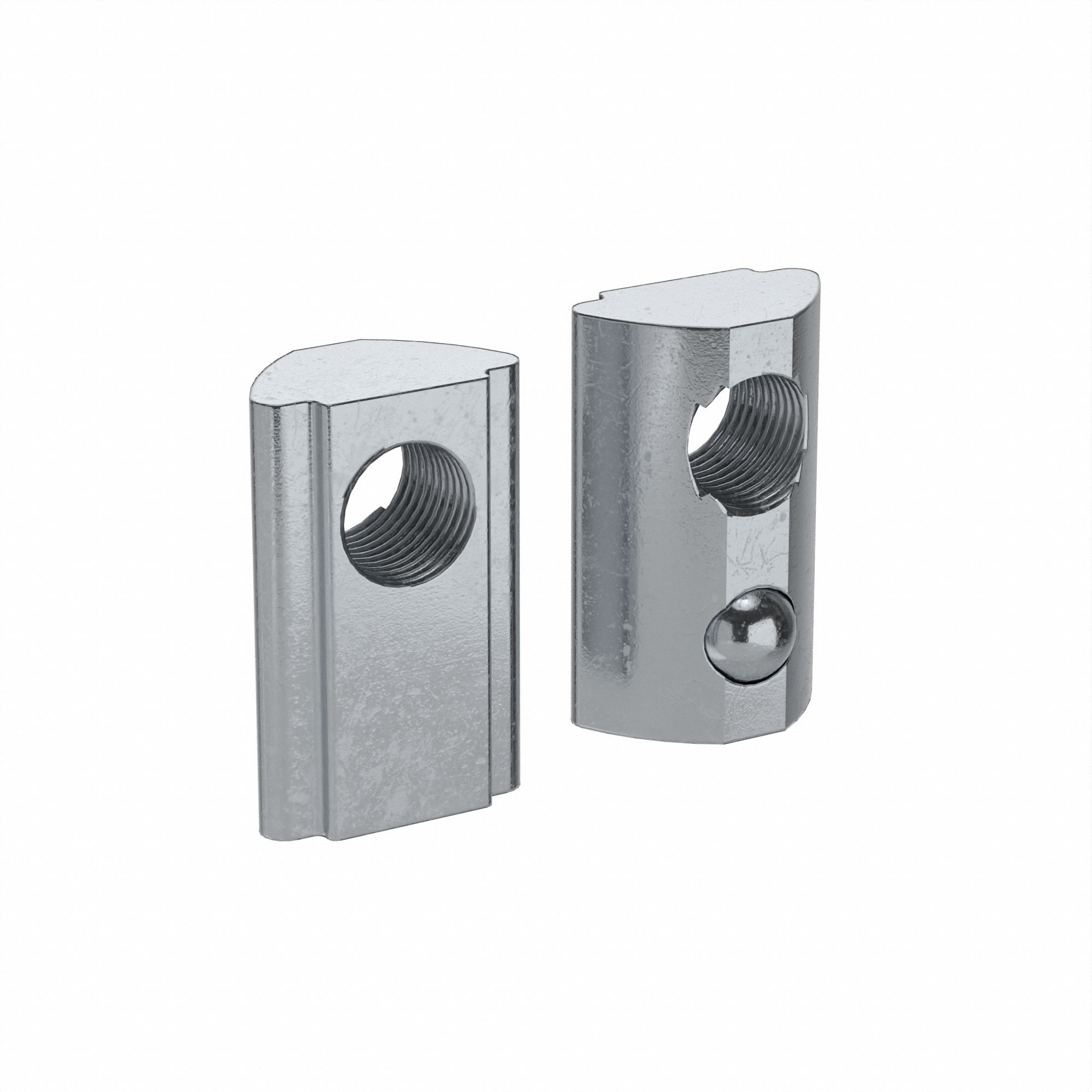 Roll In T-Nut: 1/4"-20 Size, For 0.4 in Slot Wd, 15 Series/40 Series, Single Offset, Steel, 4 PK