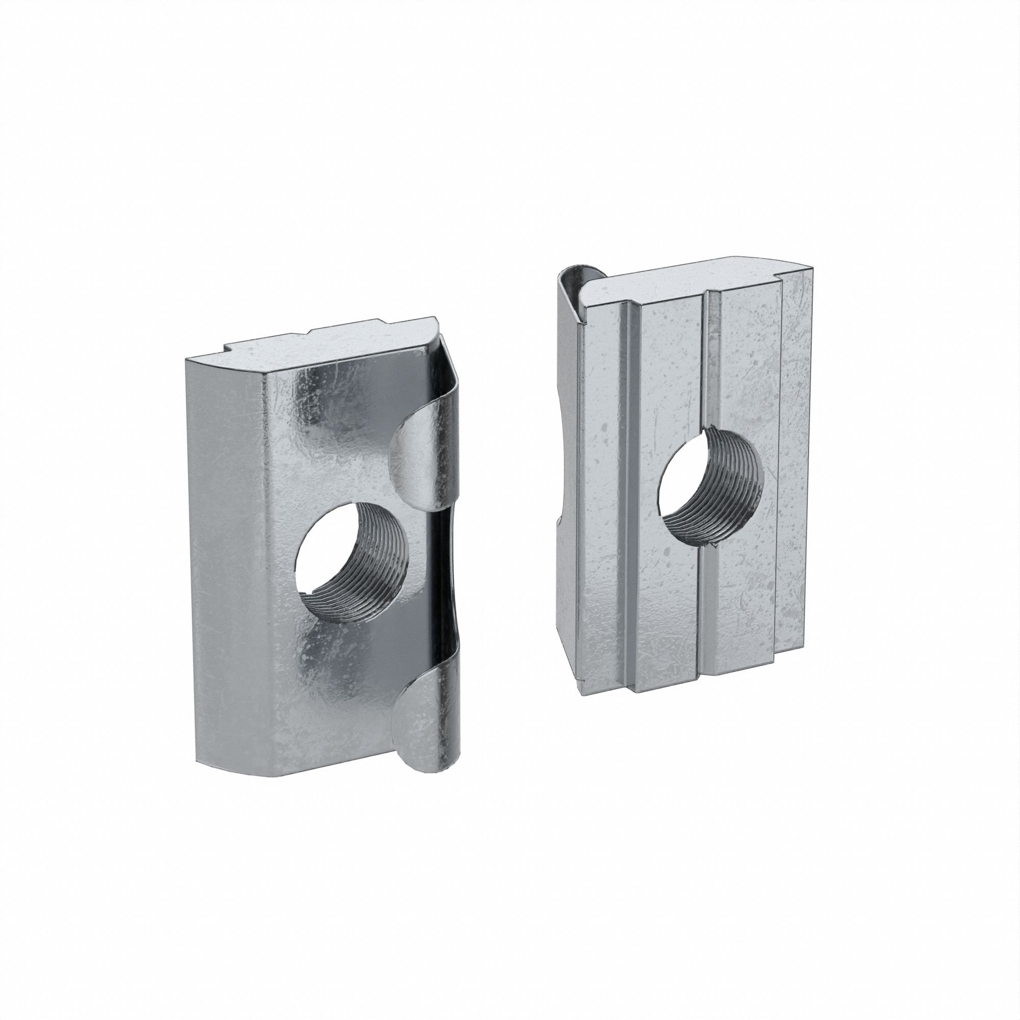 Roll In T-Nut: M6 Size, For 10 mm Slot Wd, 45 Series, Single Center, Zinc-Plated, Steel, 4 PK