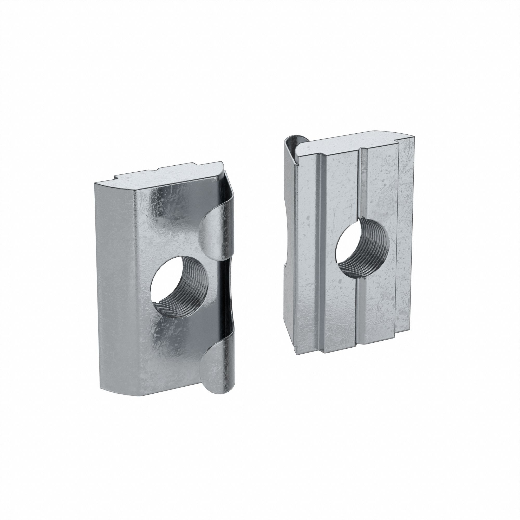 Roll In T-Nut: M8 Size, For 10 mm Slot Wd, 45 Series, Single Center, Zinc-Plated, Steel, 4 PK