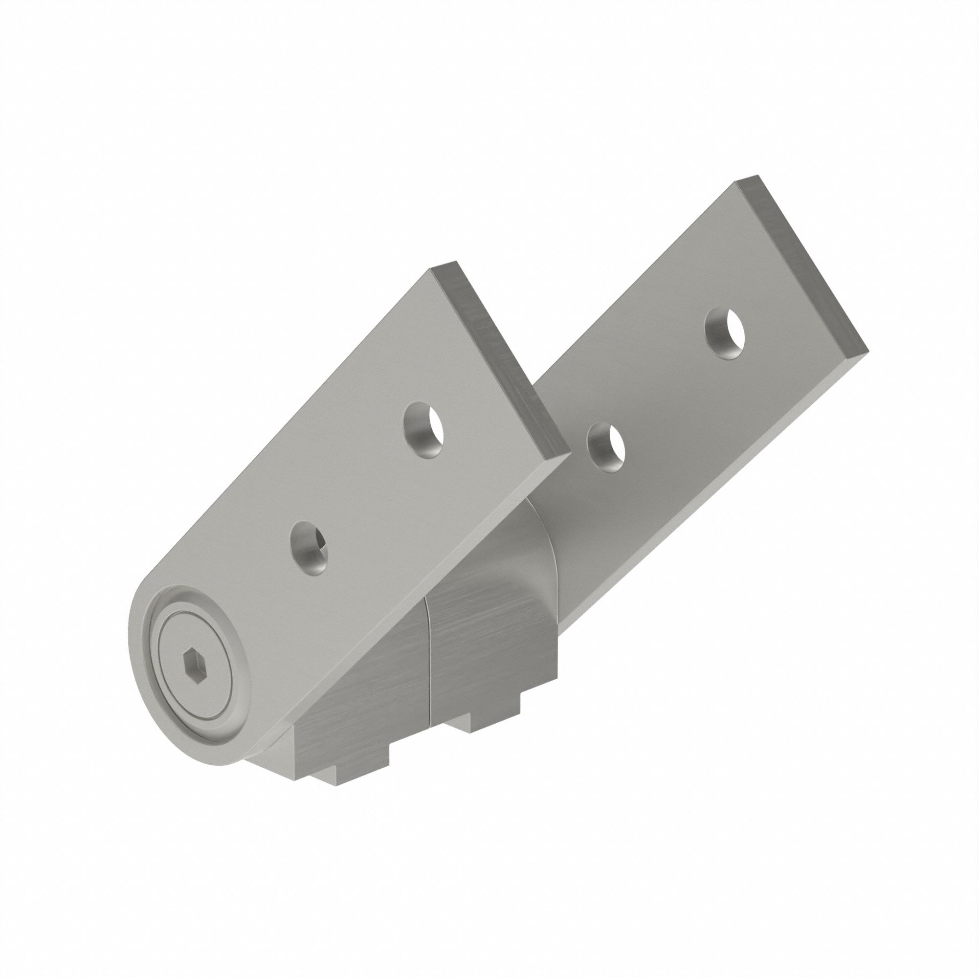 Pivot Joint: 90 mm x 45 mm, 45 Series, For 10 mm Slot Wd, Silver, Aluminum, 8.5 mm Mounting Hole