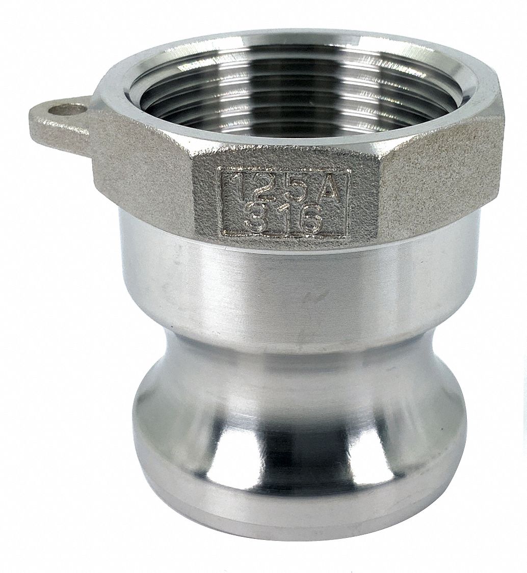 CAM AND GROOVE ADAPTER: 1¼ IN COUPLING, 1¼ IN-11-½ THREAD, 2 1/16 IN L