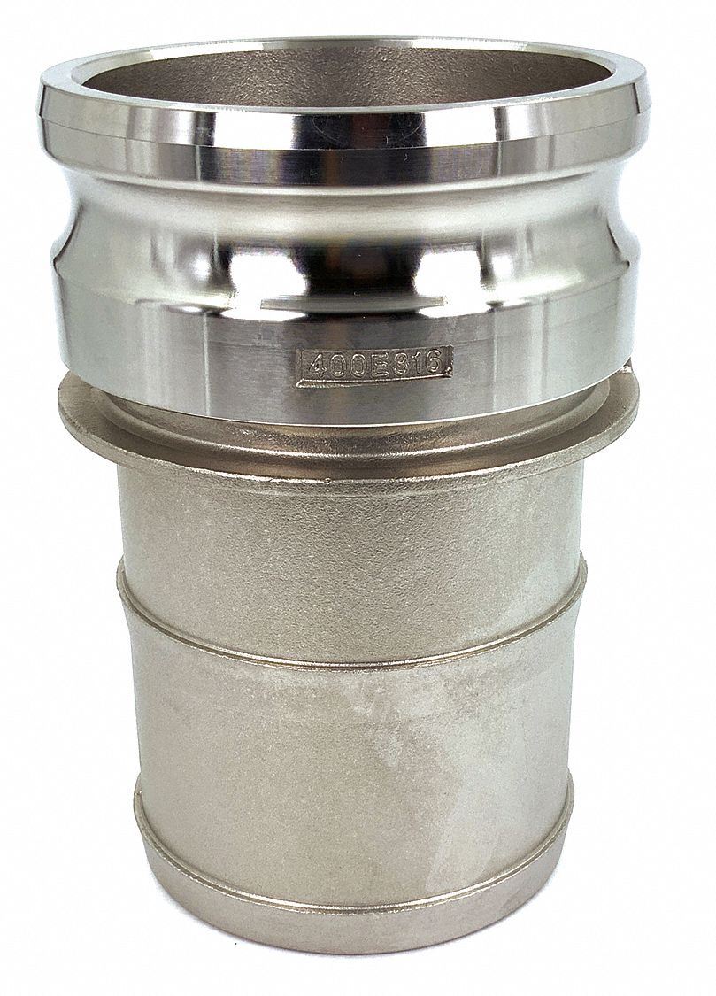CAM & GROOVE ADAPTER: 4 IN COUPLING, 100 PSI MAX AT 70 ° F, MALE HOSE SHANK