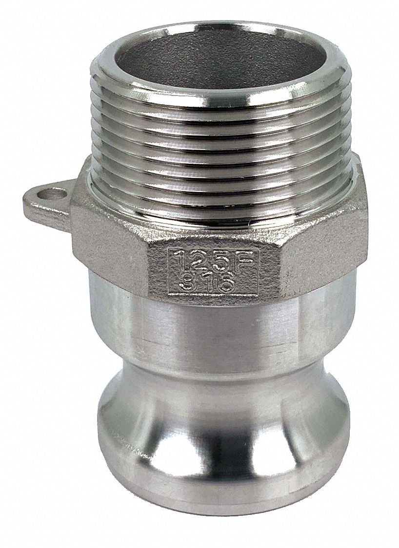 GRAINGER APPROVED Cam and Groove Adapter, Body Material 316 Stainless