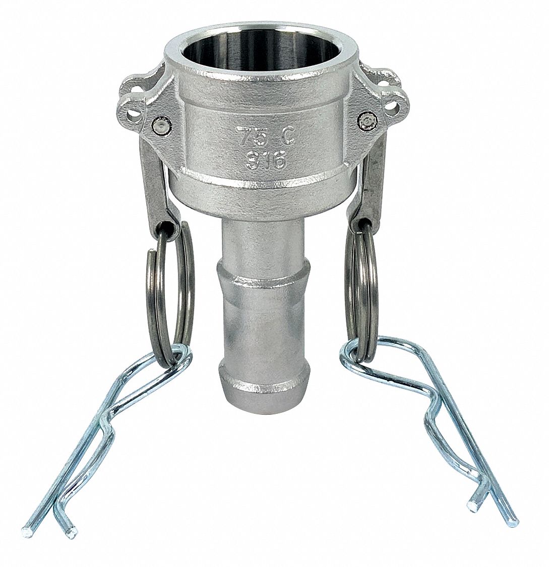 CAM & GROOVE COUPLING: ¾ IN COUPLING, 250 PSI MAX AT 70 ° F, MALE HOSE SHANK
