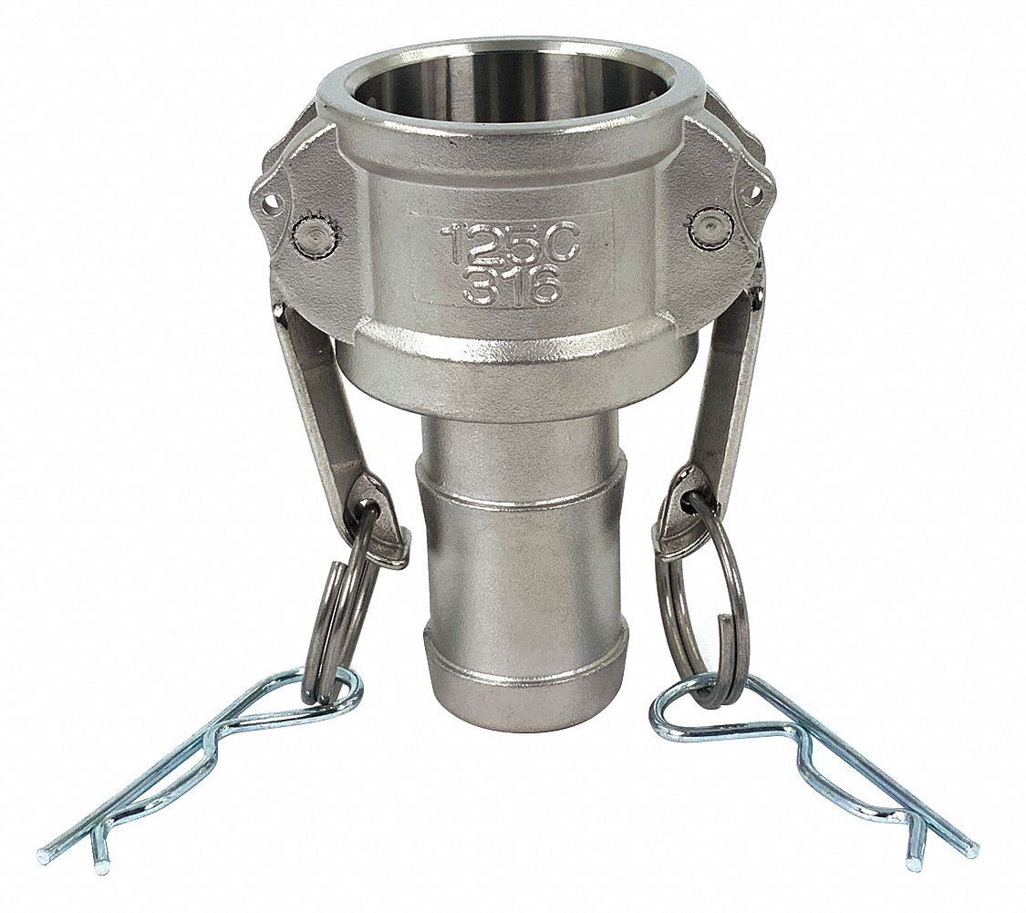 CAM AND GROOVE COUPLING: 1¼ IN COUPLING, 250 PSI MAX AT 70 ° F, NITRILE
