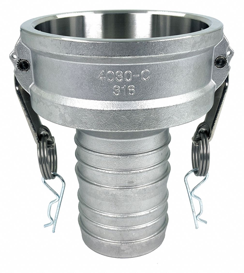 CAM & GROOVE COUPLING: 4 IN COUPLING, 100 PSI MAX AT 70 ° F, MALE HOSE SHANK