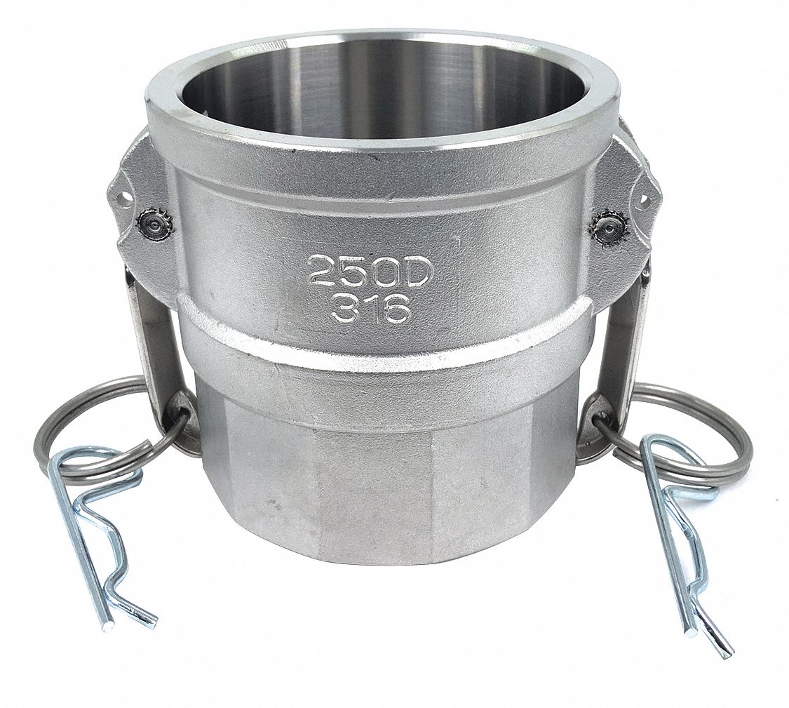 Cam and Groove Coupling: 2 1/2 in Coupling Size, 2 1/2"-8 Thread Size, 3 9/32 in Overall Lg, FNPT