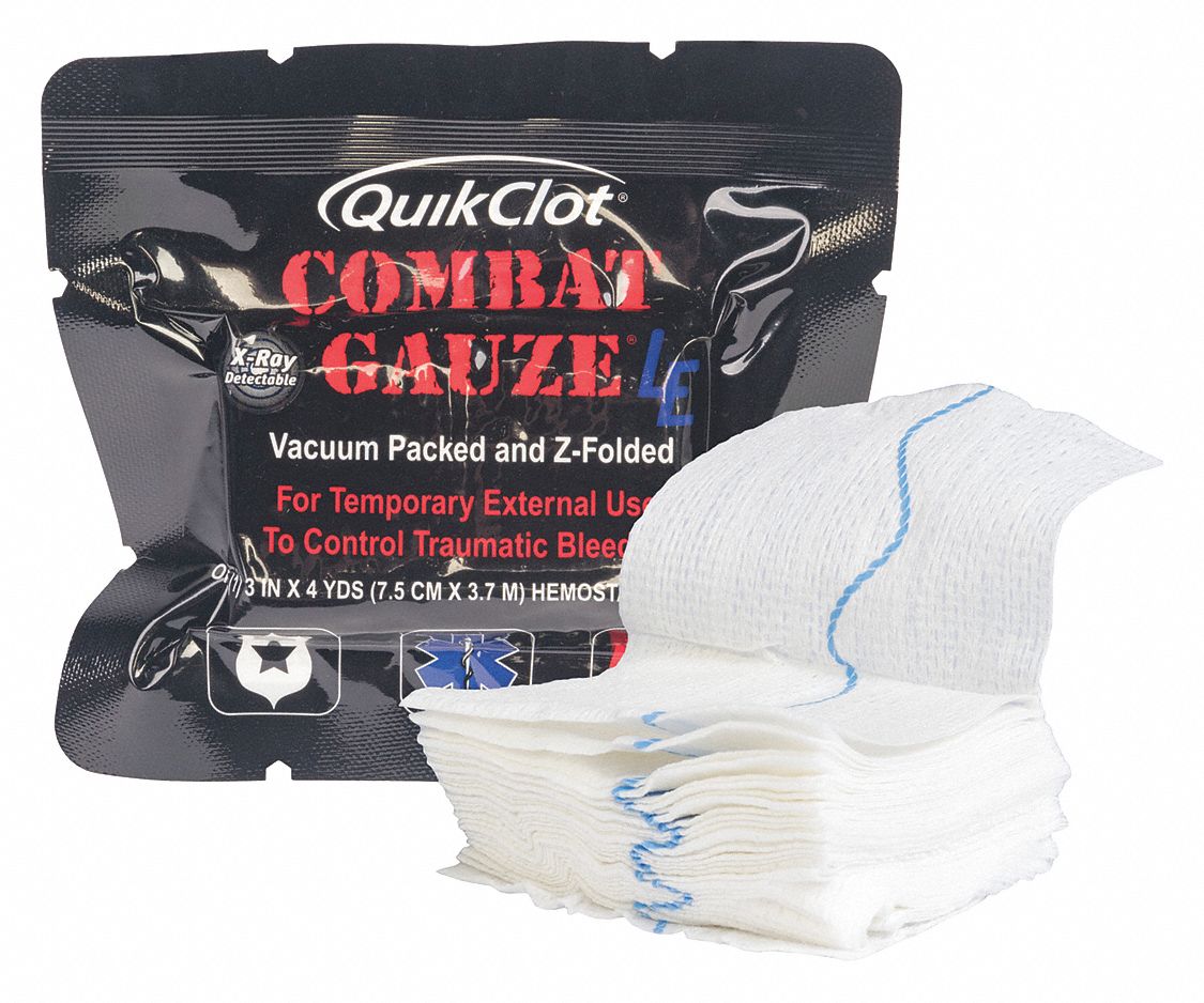 QUIKCLOT Combat Gauze, Pouch, Sterile, Cotton, EN ISO 134852016
