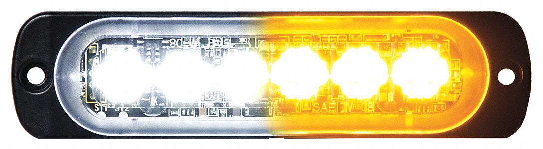 Strobe Light: Perimeter Flashing Warning Light, Amber/White, 4 3/8 in Overall Wd