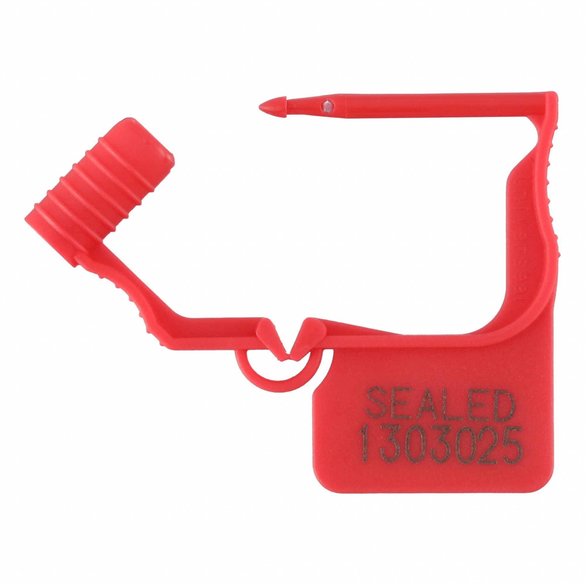 Padlock Seals: Red, Plastic, 15 lb Breaking Strength, 1 1/4 in Hasp Lg, 50 PK