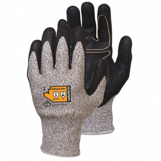 SUPERIOR GLOVE Knit Gloves: L ( 9 ), ANSI Cut Level A4, Palm, Dipped ...