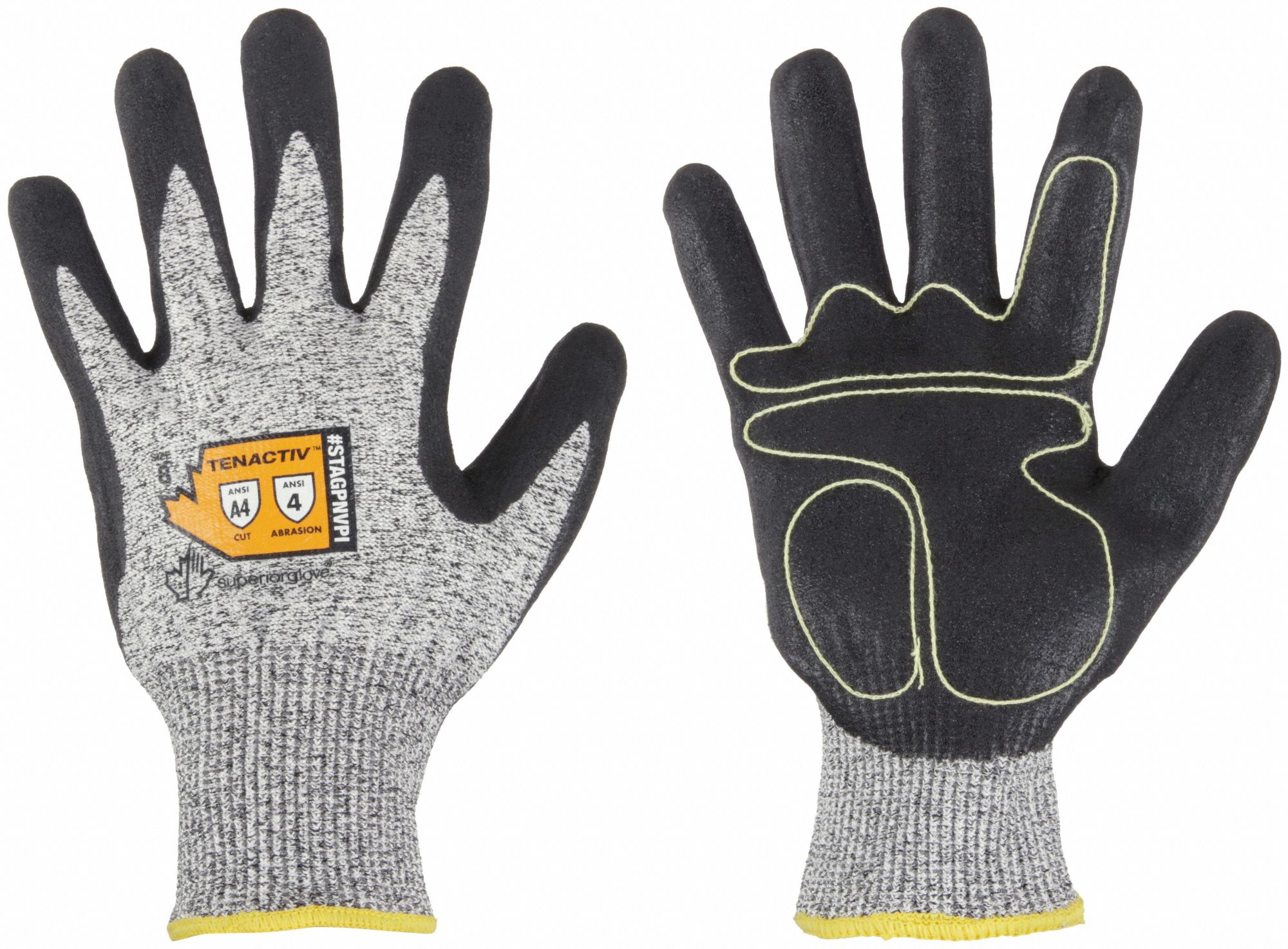 CUT-RESISTANT GLOVES, TENACTIV, FOAM COATING, XL/10, BLACK, 10 1/4 IN L, NEOPRENE/NITRILE