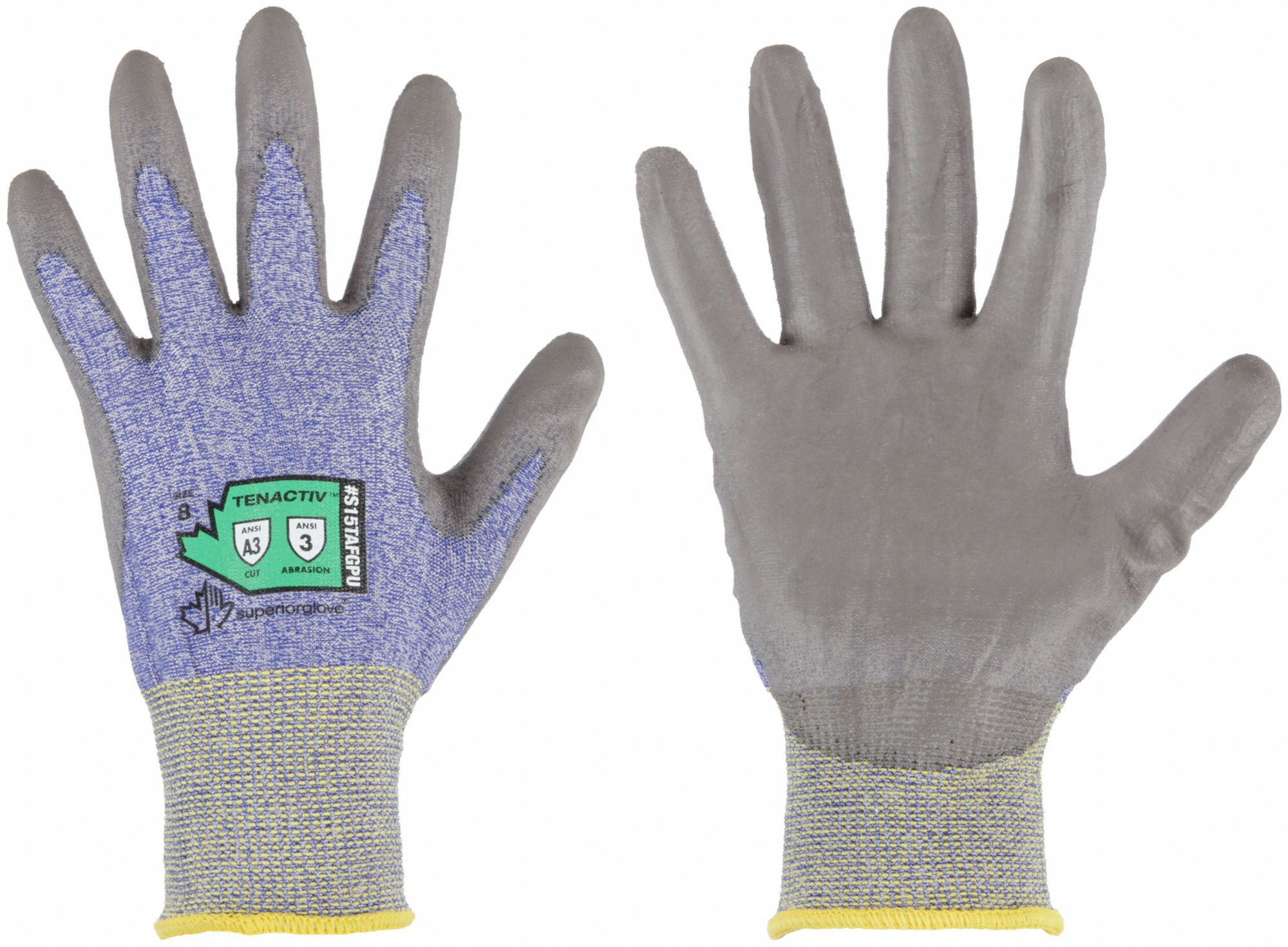 SUPERIOR GLOVE KNIT GLOVES, S (7), ANSI CUT LEVEL A7, DIPPED PALM, NITRILE,  SANDY, GREY - Knit Cut-Resistant Gloves - SUGSTACXPNRT7