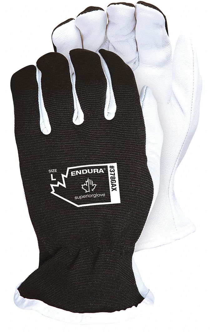 ENDURA Gloves M ( 8 ), Goatskin, Std, Glove, Full Finger, Safety Cuff