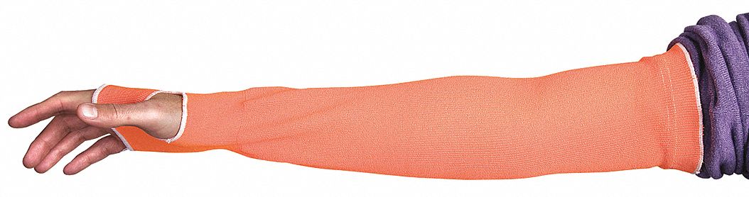 Cut-Resistant Sleeve, L, Hi-Vis Orange, PR