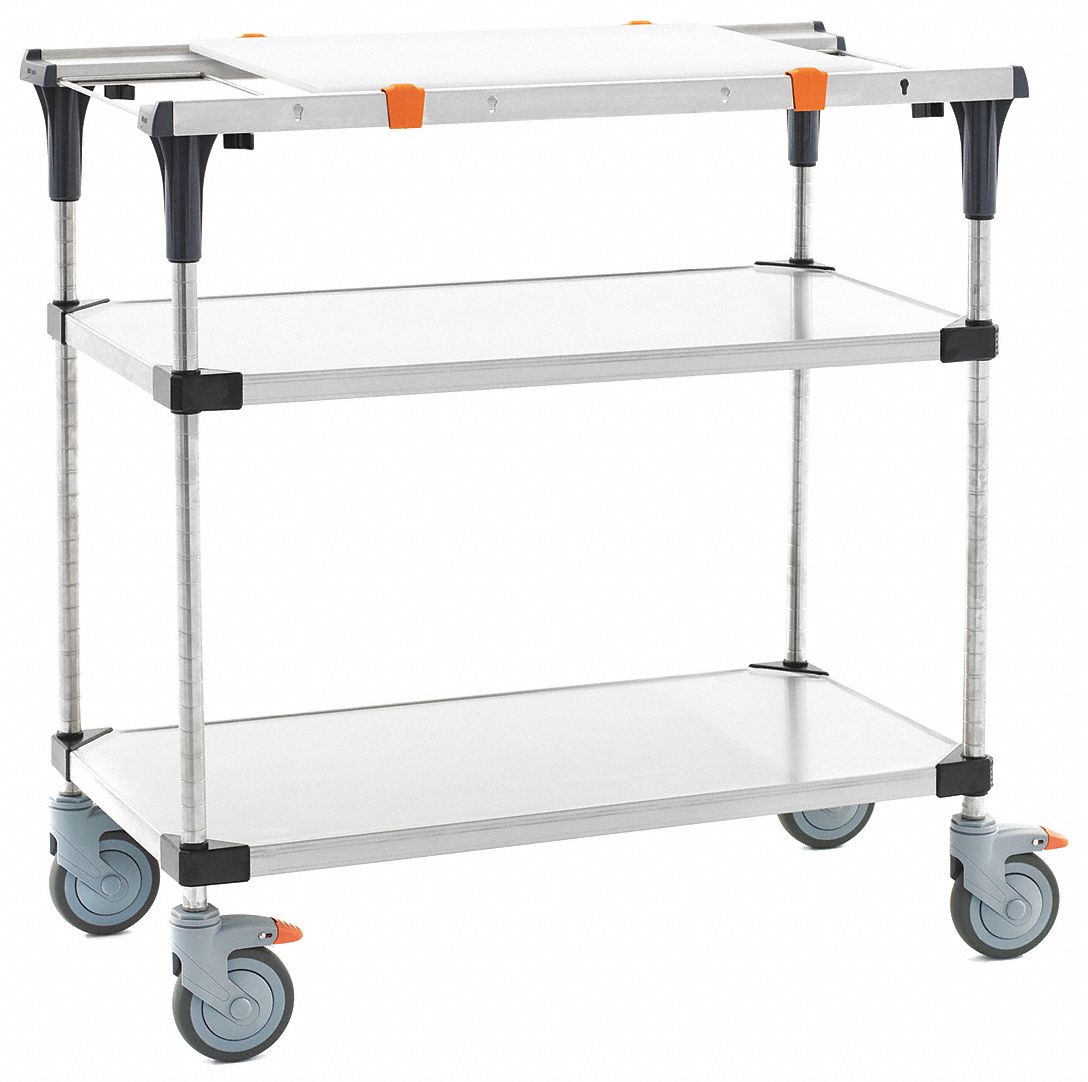 Service Cart: 800 lb Load Capacity, 39 1/8 in Overall Ht, 15 in Distance Between Shelves