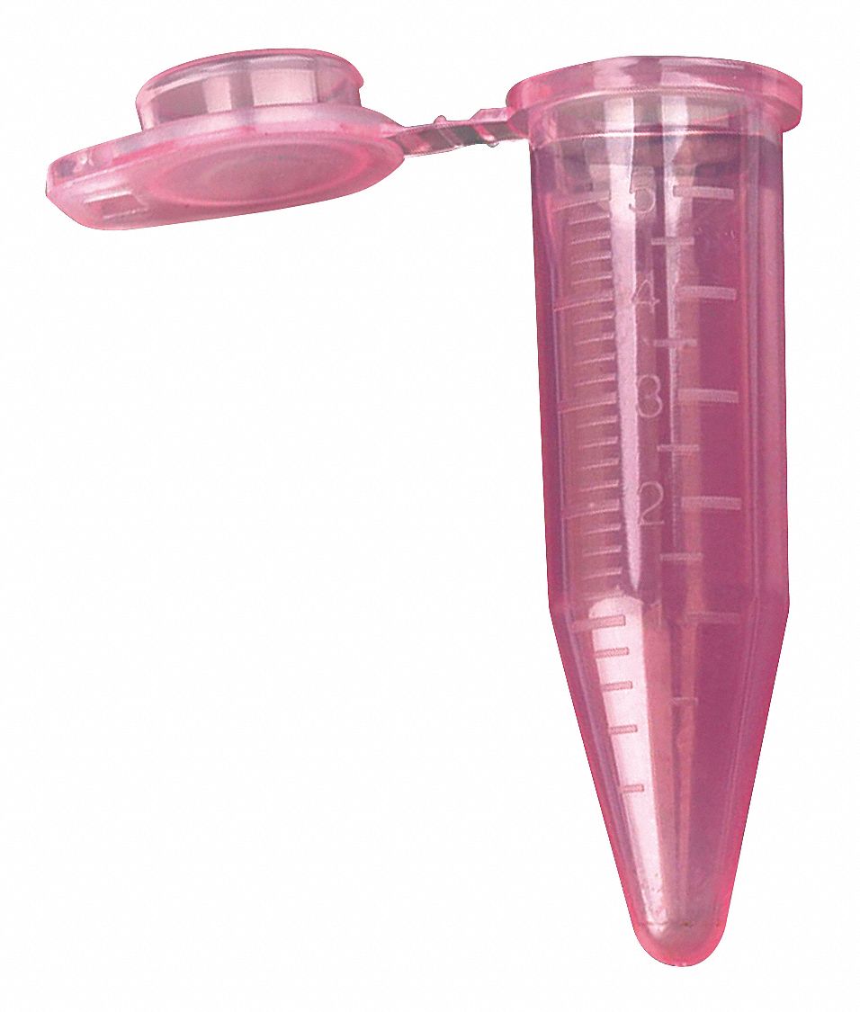 Centrifuge Tube: Polypropylene, 0.17 oz Capacity - oz, 5 mL Capacity - mL, Includes Closure, Red