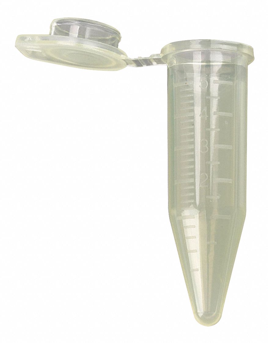 Centrifuge Tube: Polypropylene, 0.17 oz Capacity - oz, 5 mL Capacity - mL, Includes Closure, Yellow