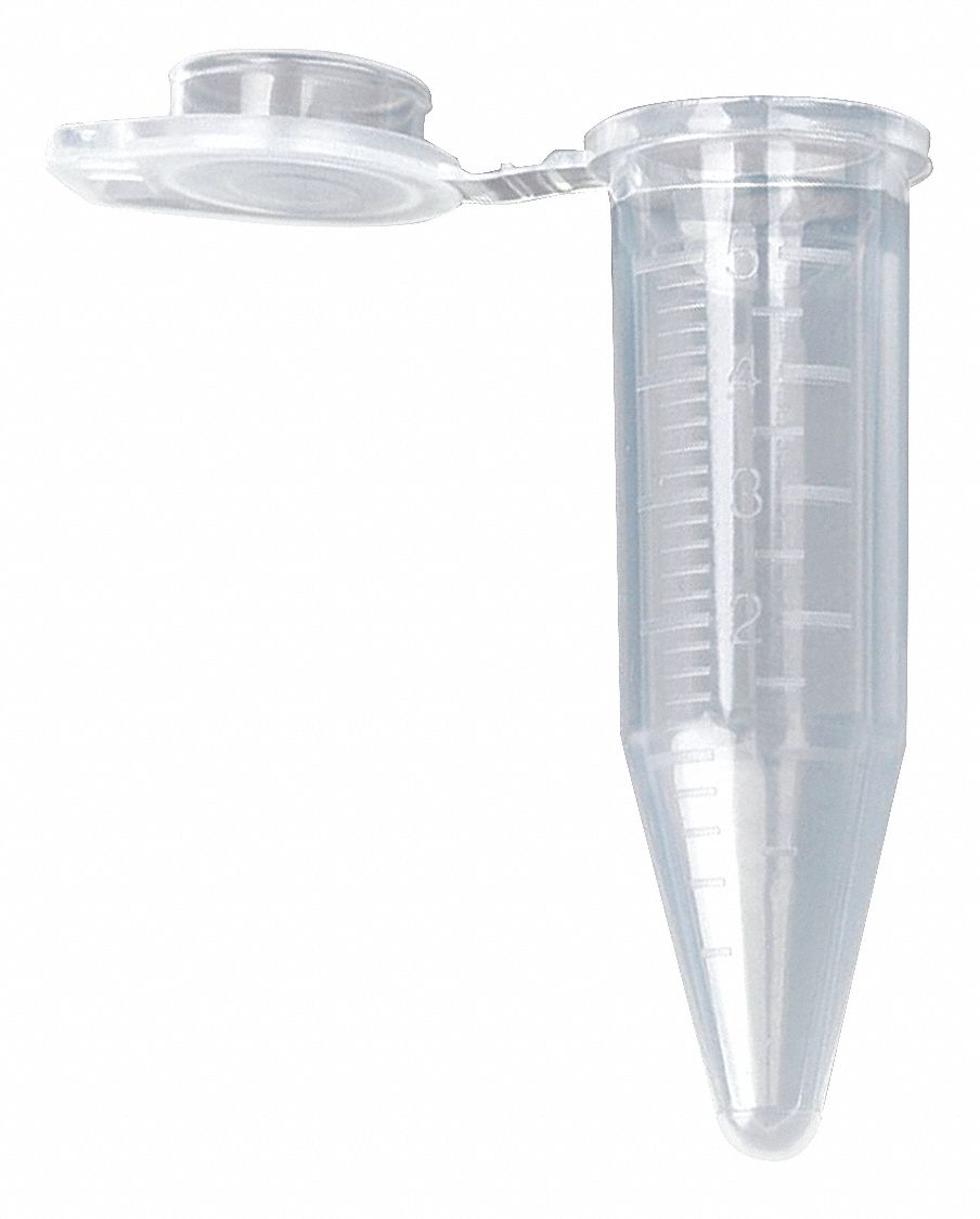 Centrifuge Tube: Polypropylene, 0.17 oz Capacity - oz, 5 mL Capacity - mL, Includes Closure